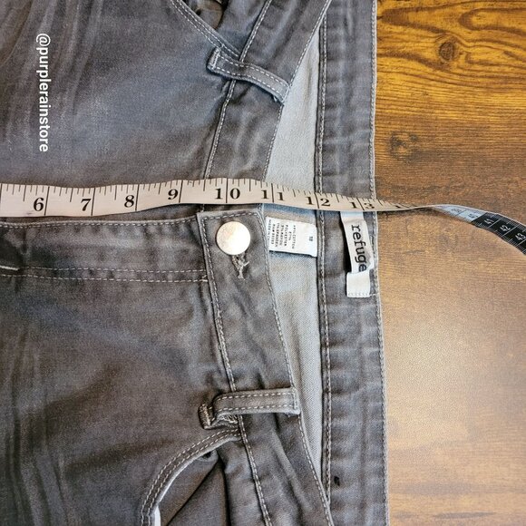 Refugee Jeans Size 18 Skinny High Rise Charcoal Wash Stretch Denim Raw Hem - Picture 7 of 10